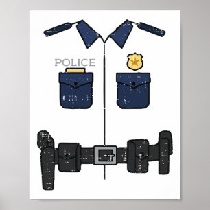 Halloween Polizeibeamter Kostüm Polizist Jungs Kin Poster