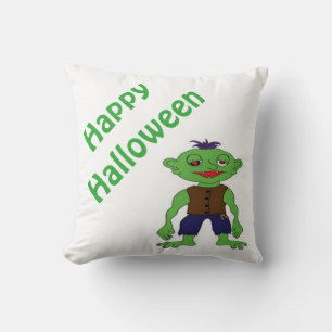 Halloween Polyester-Keuchkissen/Grünes Monster Kissen