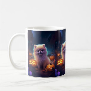Halloween-Pomeranian mit Kürbissen Gruselig  Kaffeetasse
