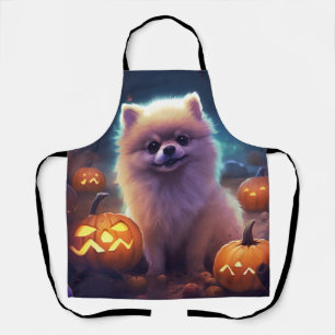 Halloween-Pomeranian mit Kürbissen Gruselig Schürze