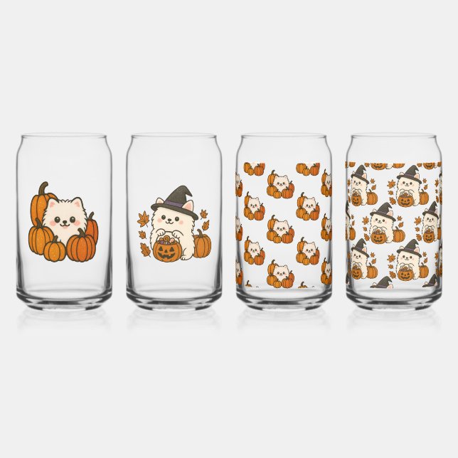 Halloween Pomeranians - Jeu de 4 Verres (Recto)