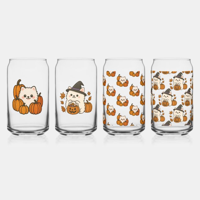Halloween Pomeranians – Set van 4 Glazen Dosenglas (Vorderseite)