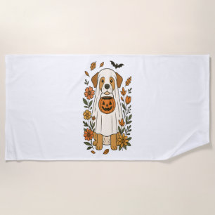 Halloween Poodle mit Herbst-Blume Strandtuch