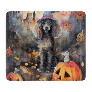 Halloween Poodle mit Pumpkins Beängstigend Schneidebrett