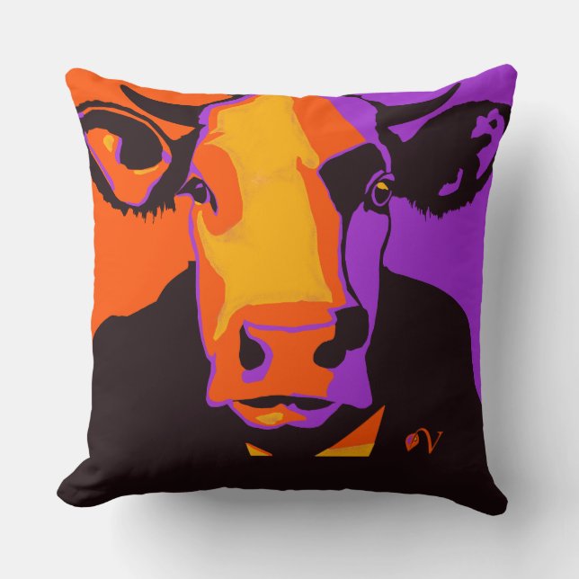 Halloween Pop Art Cow Coussin (Recto)