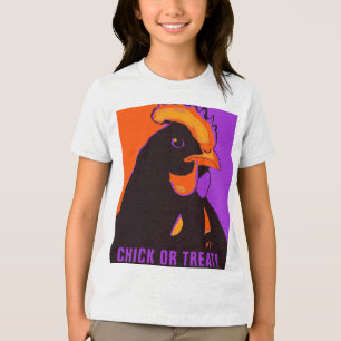 Halloween Pop Kick oder Leckerei Art Hühnerhemd Tri-Blend Shirt