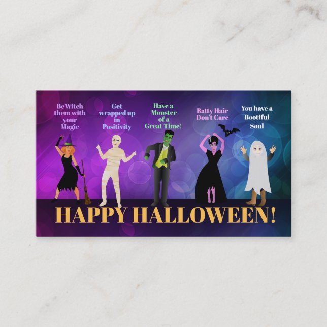 Halloween Positive Sprichworts Visitenkarten Visitenkarte (Vorderseite)