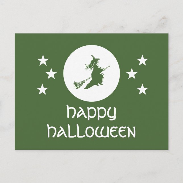 Halloween Postcard, grün Postkarte (Vorderseite)