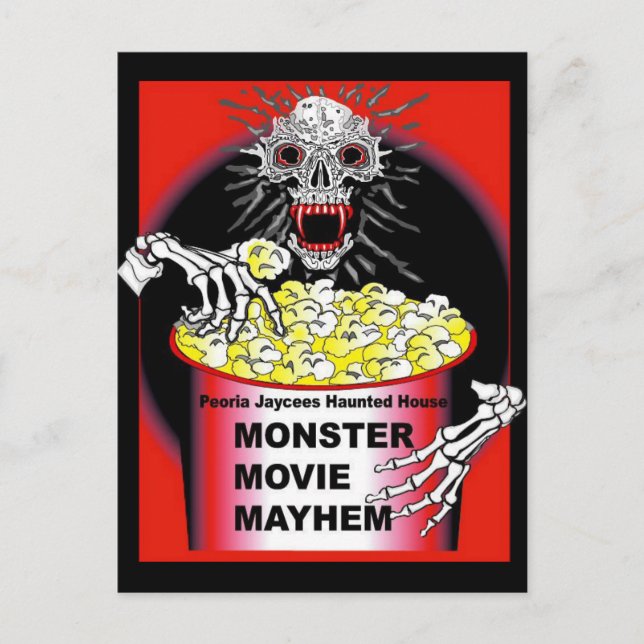 Halloween Poster Skeleton Eating Popcorn Postkarte (Vorderseite)