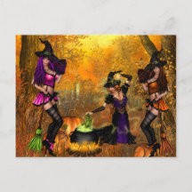 Halloween Postkarte mit Hexen