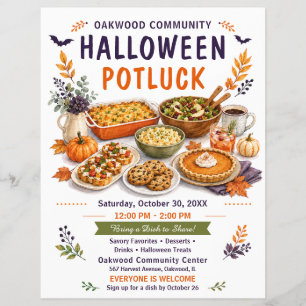 Halloween-Potluck Gemeinschafts-Herbsttreffen Flyer