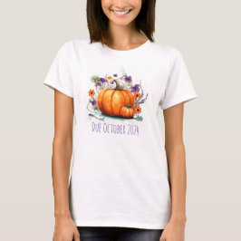 Halloween Pregnancy Announcement Pumpkin Fälligkei T-Shirt