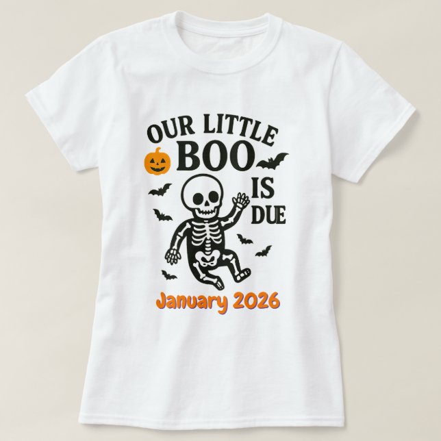 Halloween Pregnancy Baby Ankündigung Boo ist fälli T-Shirt (Design vorne)