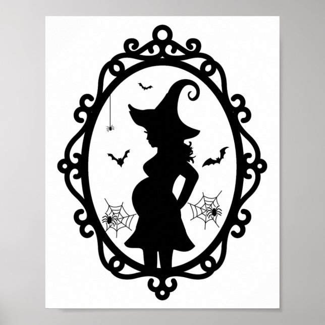 Halloween Pregnant Hexe and Mirror Hexenkostüm Poster (Vorne)