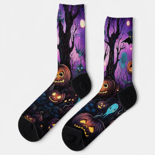 Halloween Print, Pumpkin, Helle Farben Socken