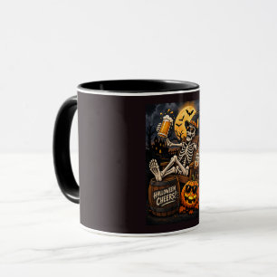 Halloween Prost! Tasse, entspannter Skelett mit Bi Tasse
