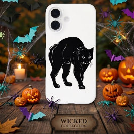 Halloween Prowling Black Cat Silhouette Zeichnend iPhone 16 Hülle