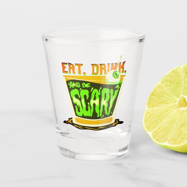 Halloween Puat trinken und beängstigend sein Schnapsglas (Vorderseite)