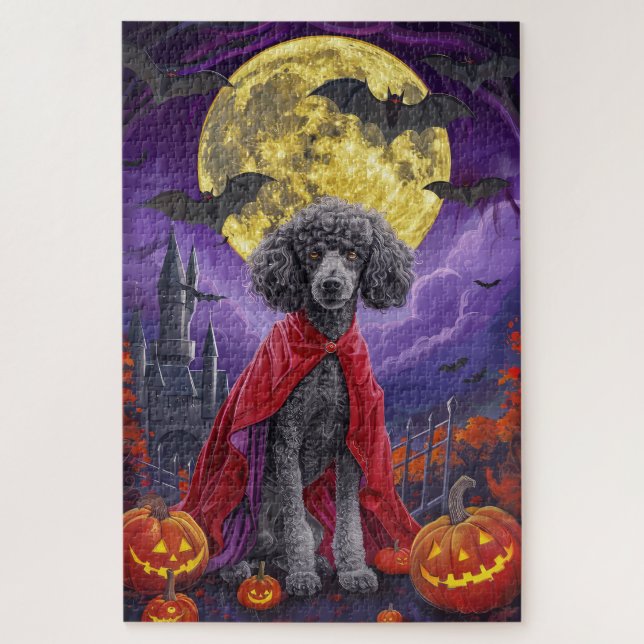 Halloween Pudel Vampir Kürbisse Gruselig (Vertikal)