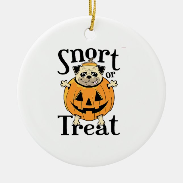 Halloween Pug Keramik Ornament (Vorne)