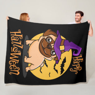 Halloween Puggy Fleece Blanket
