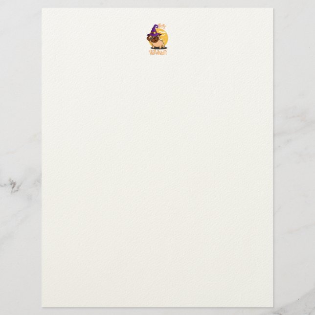 Halloween Puggy Letterhead Briefbogen (Vorderseite)