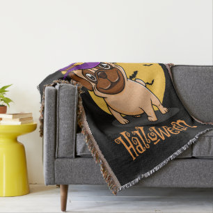 Halloween Puggy Throw Decke
