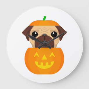Halloween Pugkin Große Wanduhr