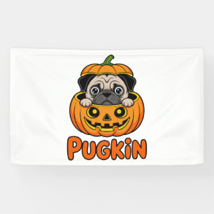 Halloween Pugkin, Pumpkin Mops Dog Banner
