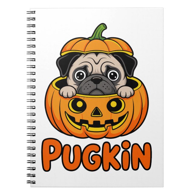 Halloween Pugkin, Pumpkin Mops Dog Notizblock (Vorderseite)