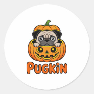 Halloween Pugkin, Pumpkin Mops Dog Runder Aufkleber