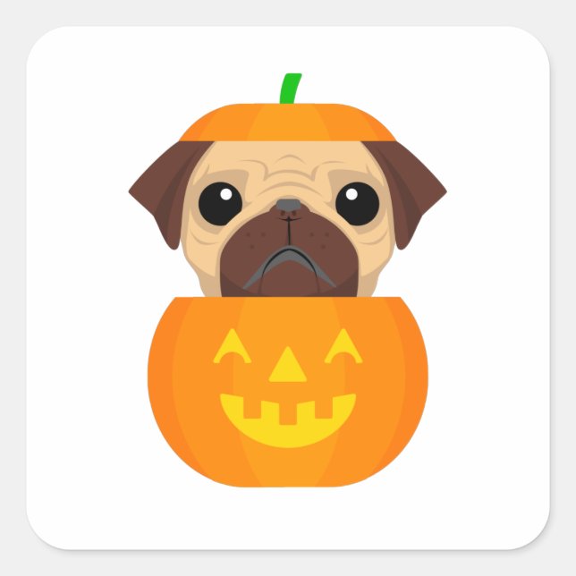 Halloween Pugkin Quadratischer Aufkleber (Vorderseite)