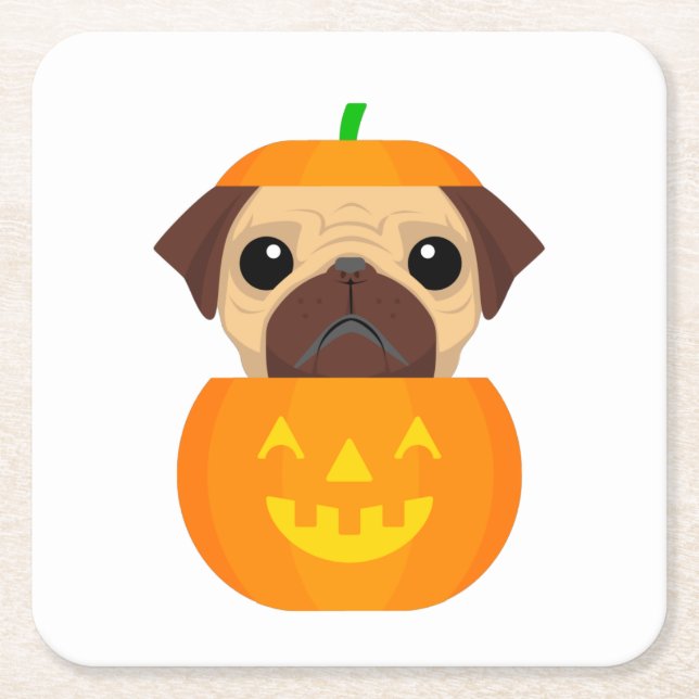 Halloween Pugkin Rechteckiger Pappuntersetzer (Vorderseite)