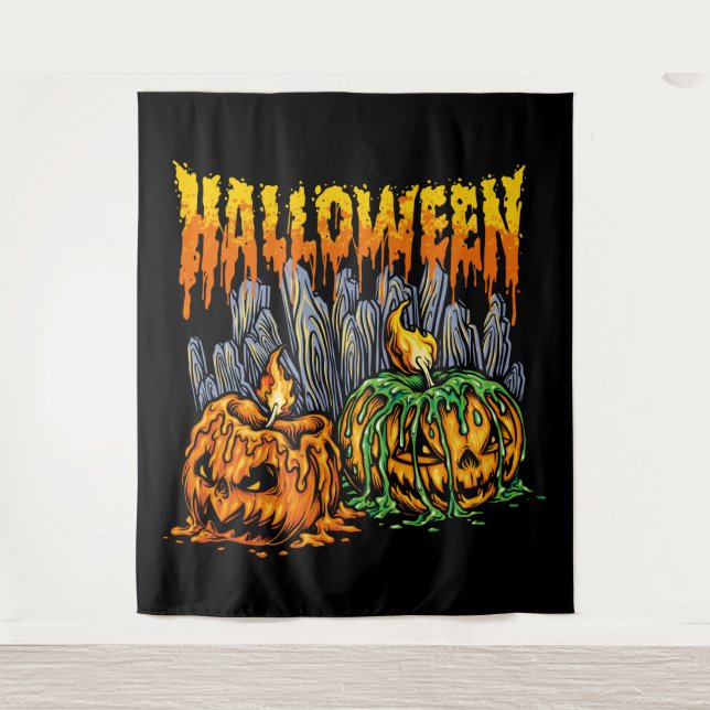 Halloween Pumkin Hintergrund Wandteppich (Vorderseite)