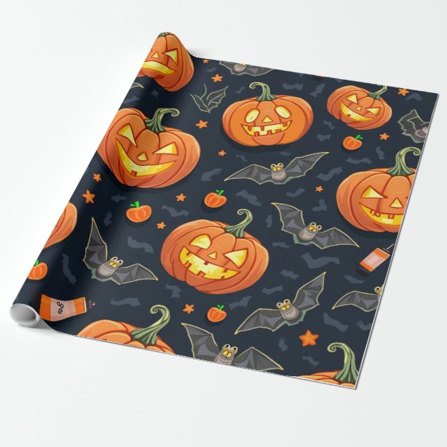 Halloween Pumkin Wrapping Paper Geschenkpapier (Ungerollt)