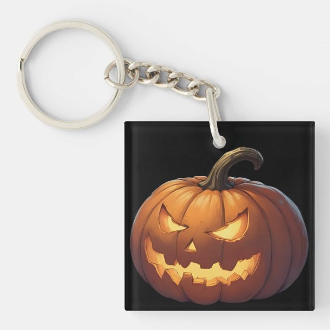 Halloween Pumpkin auf Black Schlüsselanhänger (Vorderseite)