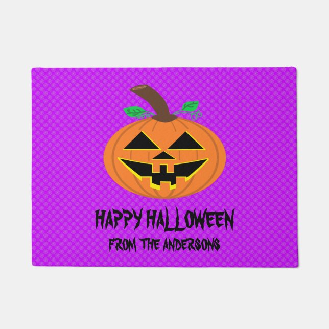 Halloween Pumpkin auf der Lila Doormat Fußmatte (Vorderseite)