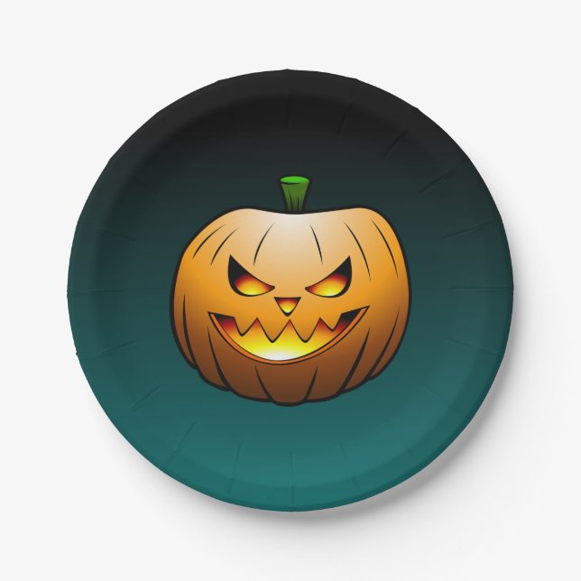 Halloween Pumpkin auf einer Papierplatte Pappteller (Vorderseite)
