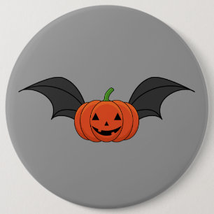 Halloween Pumpkin Bat Button