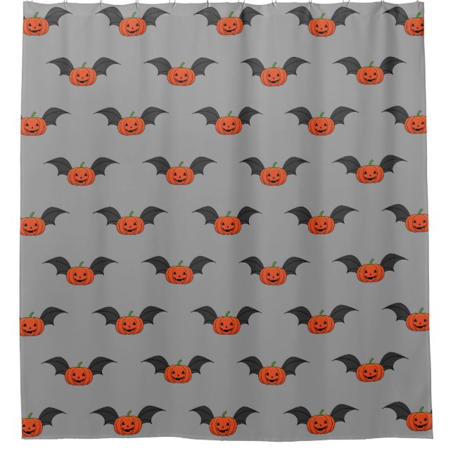 Halloween Pumpkin Bat Duschvorhang (Vorderseite)