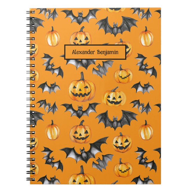 Halloween Pumpkin Bats Notizblock (Vorderseite)