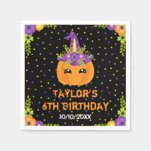 Halloween Pumpkin Birthday Black und Orange Napkin Serviette
