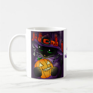 Halloween Pumpkin Black Hexenkatze Kaffeetasse