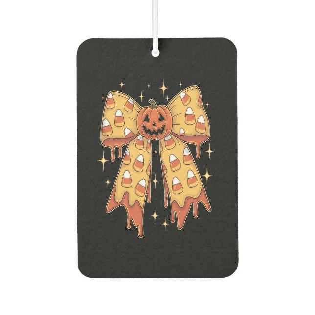 Halloween Pumpkin Bow Candy Corn Autolufterfrischer (Vorderseite)