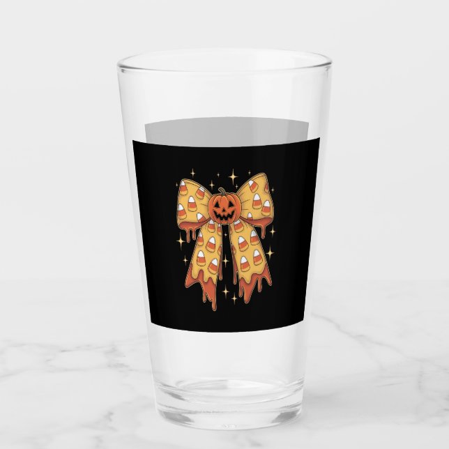 Halloween Pumpkin Bow Candy Corn Glas (Vorderseite)