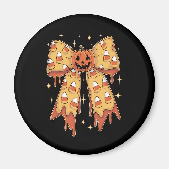 Halloween Pumpkin Bow Candy Corn Magnet (Vorne)