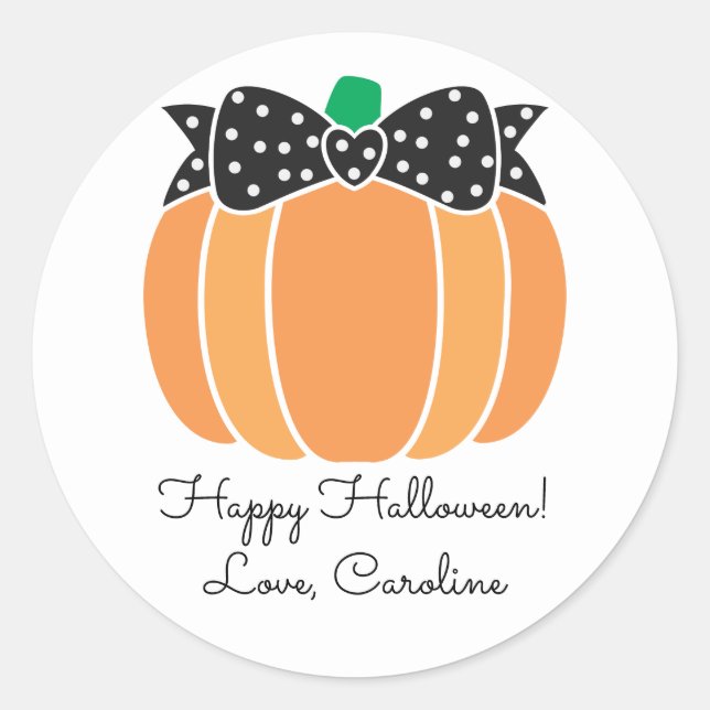 Halloween Pumpkin Bow Girly Gunst Leckerei Bag Runder Aufkleber (Vorderseite)