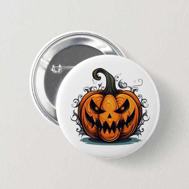 Halloween Pumpkin-Button Button (Vorne & Hinten)