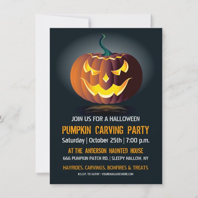 Halloween Pumpkin Carving Party Einladung (Vorderseite)