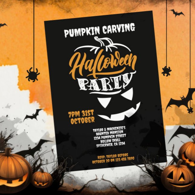 Halloween Pumpkin Carving Party Einladung (Halloween Pumpkin Carving Party Invitation by Ricaso. Digital download available)